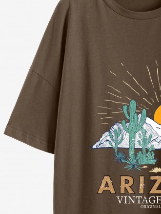 Oversized Sun Mountain Cactus Graphic Tee