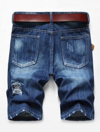 Patchworks Ripped Decoration Denim Shorts