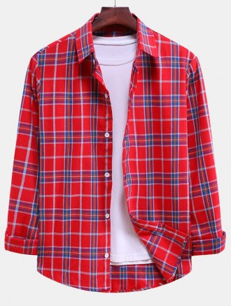Plaid Curved Hem Button Down Shirt