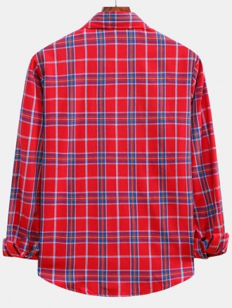 Plaid Curved Hem Button Down Shirt