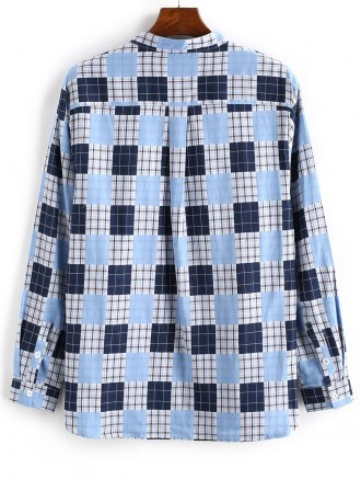 Plaid Pattern Half Button Long Sleeve Shirt