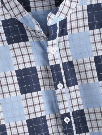 Plaid Pattern Half Button Long Sleeve Shirt
