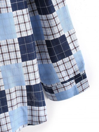 Plaid Pattern Half Button Long Sleeve Shirt