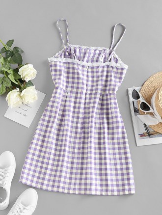 Plaid Pattern Mini Slip Dress