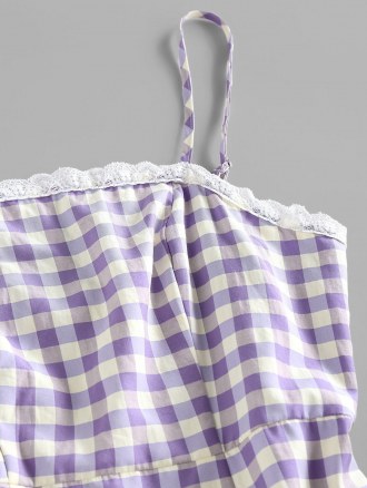 Plaid Pattern Mini Slip Dress