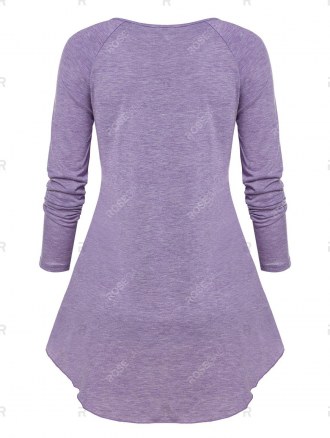 Plaid Print Heathered Overlay Faux Twinset T-shirt