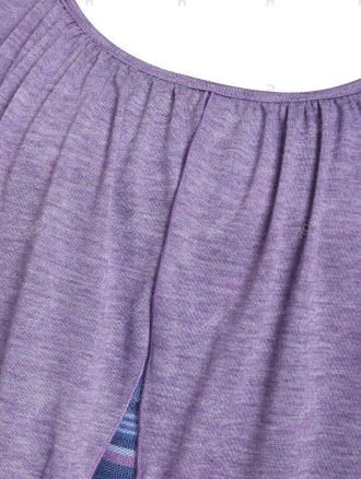 Plaid Print Heathered Overlay Faux Twinset T-shirt