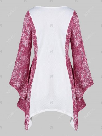 Printed Flare Sleeve Skirted T Shirt