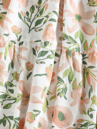 Puff Sleeve Flower Cutout Flounce Midi Dress