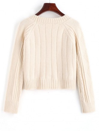 Raglan Sleeve Cable Knit Fisherman Sweater