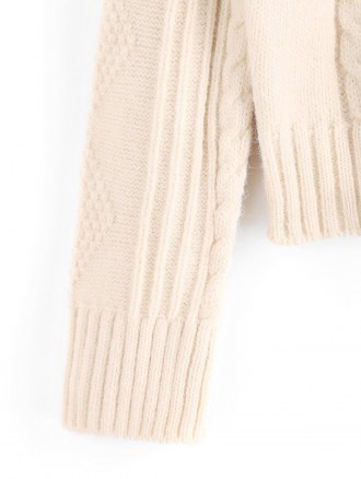 Raglan Sleeve Cable Knit Fisherman Sweater