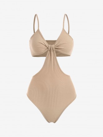 Rib-knit Midriff Baring Snap Crotch Bodysuit