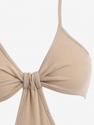 Rib-knit Midriff Baring Snap Crotch Bodysuit