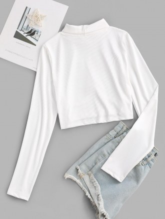 Ribbed Corset Style Turtleneck Slim Tee