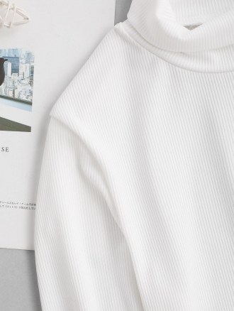 Ribbed Corset Style Turtleneck Slim Tee