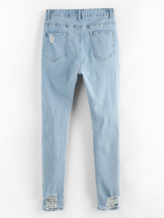 Ribbed Cropped Tank Top And Shredded Distressed Light Wash Skinny Jeans Set