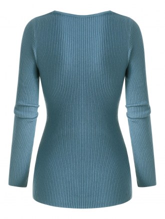 Ribbed Twisted V Neck Knitwear