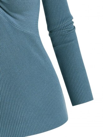 Ribbed Twisted V Neck Knitwear