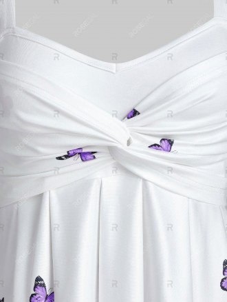 Rose Flower Print High Waist A Line Dress