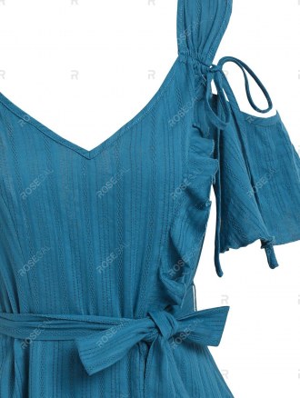 Ruffled Cold Shoulder Flounced Dress