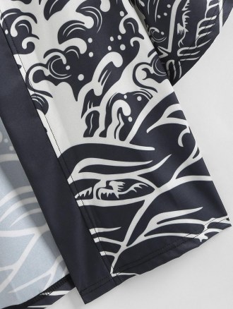 Sea Wave Print Kimono Cardigan