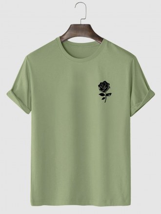 Short Sleeve Rose Print T-shirt
