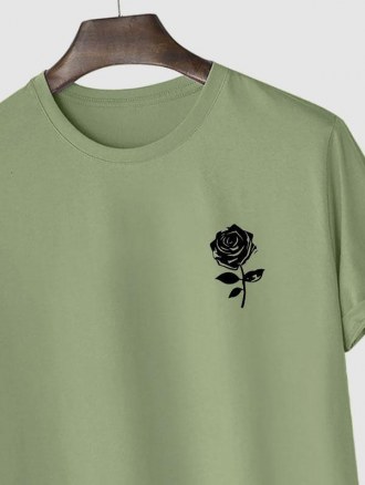 Short Sleeve Rose Print T-shirt