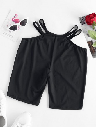 Solid Ladder Cutout Side Biker Shorts