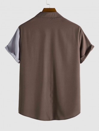Topstitching Colorblock Pocket Button Shirt