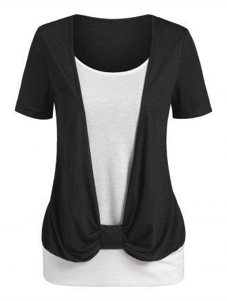 Two Tone Monochrome Faux Twinset T-shirt