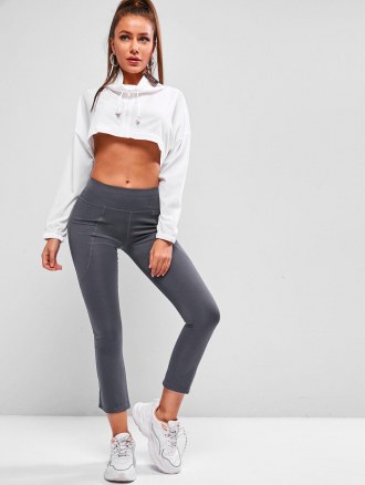 Wide Waistband Pocket Yoga Boot Cut Pants