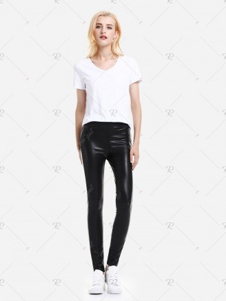 Zan.style Leather Leggings With Elasticized Waist