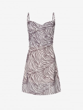 Zebra Print Cowl Front Mini Dress