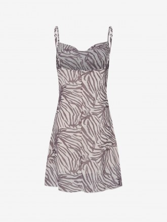 Zebra Print Cowl Front Mini Dress